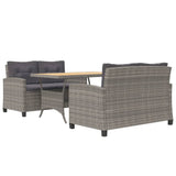 NNEVL 3 Piece Garden Dining Set with Grey Cushions Poly Rattan