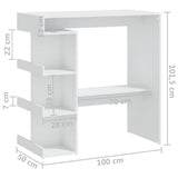 NNEVL Bar Table with Storage Rack White 100x50x101.5 cm Chipboard