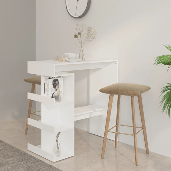 NNEVL Bar Table with Storage Rack White 100x50x101.5 cm Chipboard