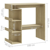 NNEVL Bar Table with Storage Rack Sonoma Oak 100x50x101.5 cm Chipboard
