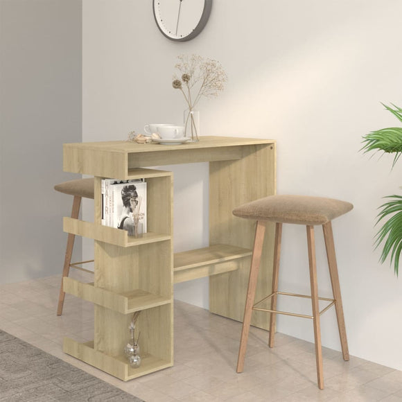 NNEVL Bar Table with Storage Rack Sonoma Oak 100x50x101.5 cm Chipboard