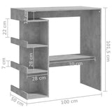 NNEVL Bar Table with Storage Rack Concrete Grey 100x50x101.5cm Chipboard