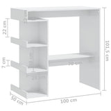 NNEVL Bar Table with Storage Rack High Gloss White 100x50x101.5 cm