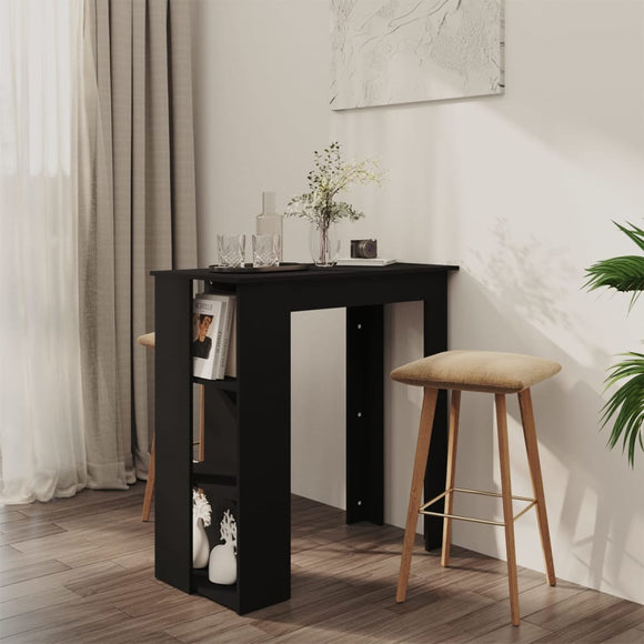 NNEVL Bar Table with Shelf Black 102x50x103.5 cm Chipboard