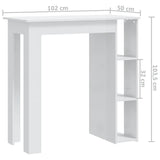 NNEVL Bar Table with Shelf High Gloss White 102x50x103.5 cm Chipboard