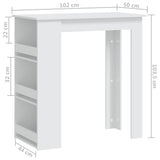 NNEVL Bar Table with Storage Rack White 102x50x103.5 cm Chipboard