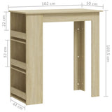 NNEVL Bar Table with Storage Rack Sonoma Oak 102x50x103.5cm Chipboard