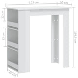 NNEVL Bar Table with Storage Rack High Gloss White 102x50x103.5 cm