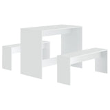 NNEVL 3 Piece Dining Set White Chipboard
