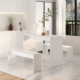 NNEVL 3 Piece Dining Set White Chipboard