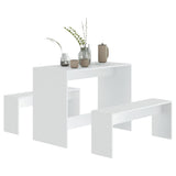 NNEVL 3 Piece Dining Set White Chipboard