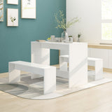 NNEVL 3 Piece Dining Set White Chipboard