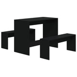 NNEVL 3 Piece Dining Set Black Chipboard