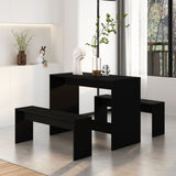 NNEVL 3 Piece Dining Set Black Chipboard