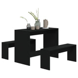 NNEVL 3 Piece Dining Set Black Chipboard