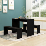 NNEVL 3 Piece Dining Set Black Chipboard