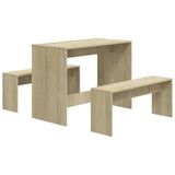 NNEVL 3 Piece Dining Set Sonoma Oak Chipboard