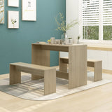NNEVL 3 Piece Dining Set Sonoma Oak Chipboard