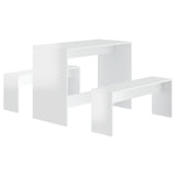 NNEVL 3 Piece Dining Set High Gloss White Chipboard