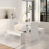 NNEVL 3 Piece Dining Set High Gloss White Chipboard