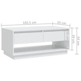 NNEVL Coffee Table White 102.5x55x44 cm Chipboard