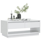 NNEVL Coffee Table High Gloss White 102.5x55x44 cm Chipboard