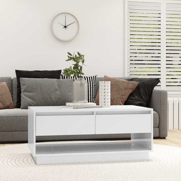 NNEVL Coffee Table High Gloss White 102.5x55x44 cm Chipboard