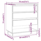 NNEVL Sideboard High Gloss White 70x41x75 cm Chipboard