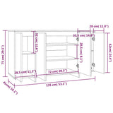 NNEVL Sideboard High Gloss White 135x41x75 cm Engineered Wood