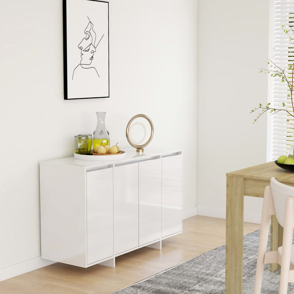 NNEVL Sideboard High Gloss White 120x41x75 cm Chipboard