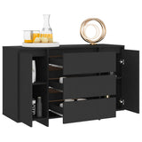 NNEVL Sideboard with 3 Drawers Black 120x41x75 cm Chipboard