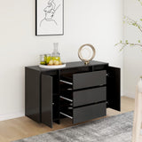 NNEVL Sideboard with 3 Drawers Black 120x41x75 cm Chipboard