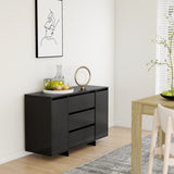 NNEVL Sideboard with 3 Drawers Black 120x41x75 cm Chipboard