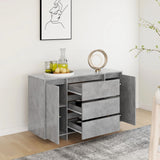 NNEVL Sideboard with 3 Drawers Concrete Grey 120x41x75 cm Chipboard