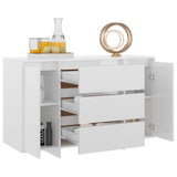 NNEVL Sideboard with 3 Drawers High Gloss White 120x41x75 cm Chipboard