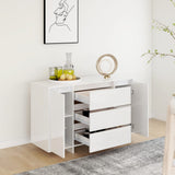 NNEVL Sideboard with 3 Drawers High Gloss White 120x41x75 cm Chipboard