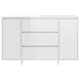 NNEVL Sideboard with 3 Drawers High Gloss White 120x41x75 cm Chipboard