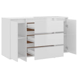 NNEVL Sideboard with 3 Drawers High Gloss White 120x41x75 cm Chipboard