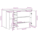 NNEVL Sideboard with 3 Drawers High Gloss White 120x41x75 cm Chipboard