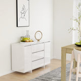 NNEVL Sideboard with 3 Drawers High Gloss White 120x41x75 cm Chipboard