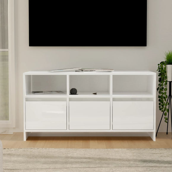 NNEVL TV Cabinet High Gloss White 102x37.5x52.5 cm Engineered Wood