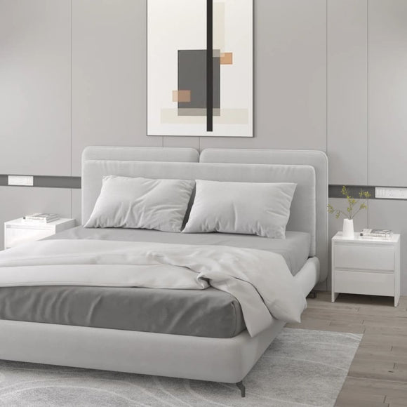 NNEVL Bedside Cabinets 2 pcs High Gloss White 45x34.5x44.5 cm Chipboard