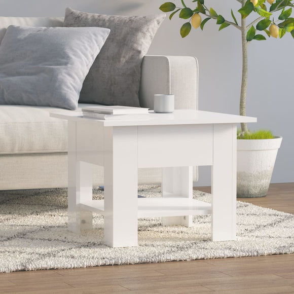 NNEVL Coffee Table High Gloss White 55x55x42 cm Engineered Wood