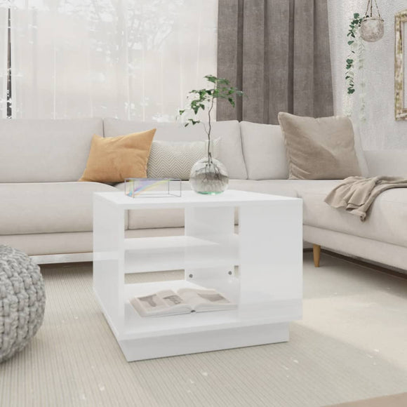 NNEVL Coffee Table High Gloss White 55x55x43 cm Chipboard