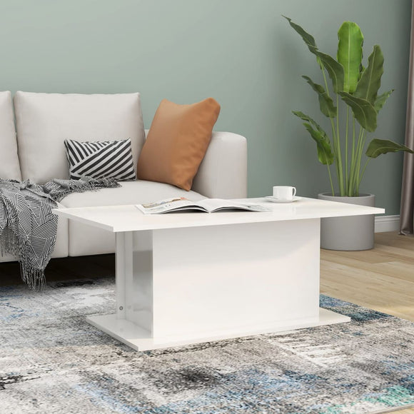 NNEVL Coffee Table High Gloss White 102x55.5x40 cm Chipboard