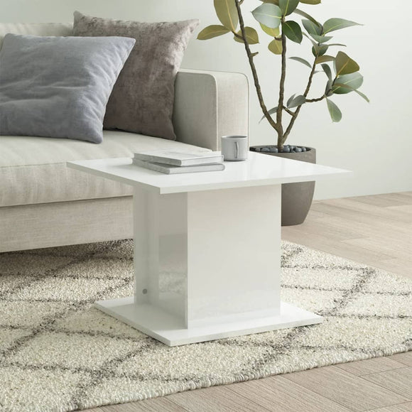 NNEVL Coffee Table High Gloss White 55.5x55.5x40 cm Chipboard