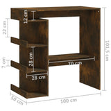 NNEVL Bar Table with Storage Rack Smoked Oak 100x50x101.5 cm Chipboard