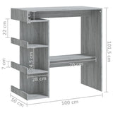 NNEVL Bar Table with Storage Rack Grey Sonoma 100x50x101.5 cm