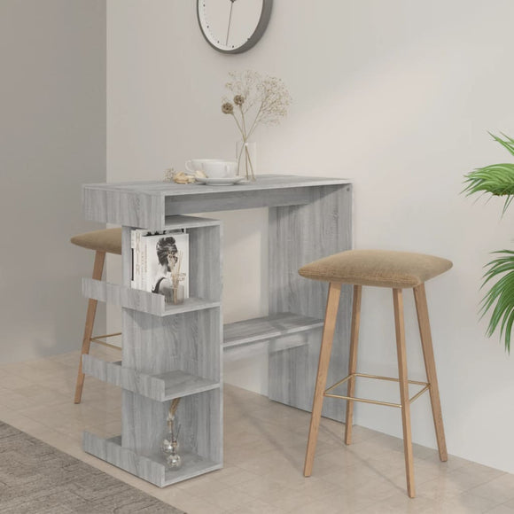 NNEVL Bar Table with Storage Rack Grey Sonoma 100x50x101.5 cm