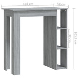 NNEVL Bar Table with Shelf Grey Sonoma 102x50x103.5 cm Chipboard